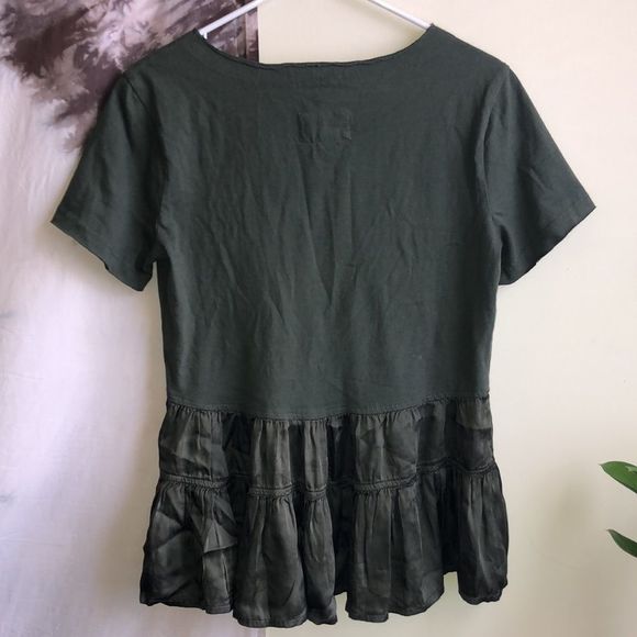 Anthropologie Maeve Forest Green Tiered Top - Picture 5 of 5